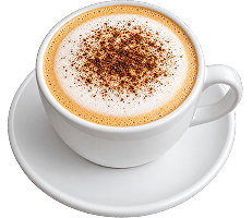 A cappuccino with a dusting of cocoa, made by a BeanbotiX machine