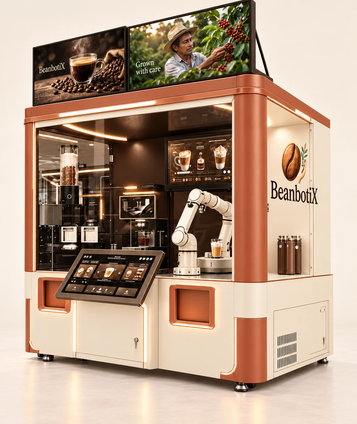 Cream and terracotta robotic coffee bar concept